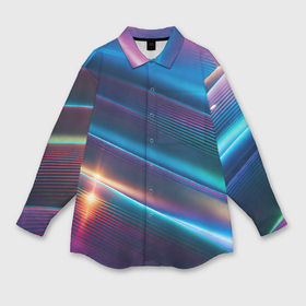 Мужская рубашка oversize 3D с принтом Фантастические неоновые линии в Санкт-Петербурге,  |  | 
