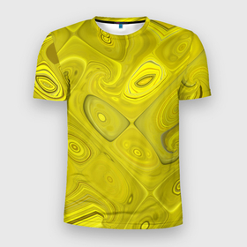 Мужская футболка 3D Slim с принтом Желтые плавленные клетки в Тюмени, 100% полиэстер с улучшенными характеристиками | приталенный силуэт, круглая горловина, широкие плечи, сужается к линии бедра | 