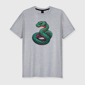 Мужская футболка хлопок Slim с принтом Змея восходящего солнца в Кировске, 92% хлопок, 8% лайкра | приталенный силуэт, круглый вырез ворота, длина до линии бедра, короткий рукав | 