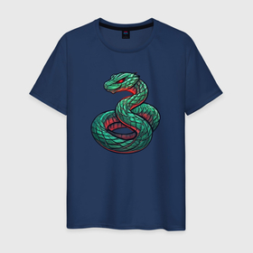 Мужская футболка хлопок с принтом Змея восходящего солнца в Курске, 100% хлопок | прямой крой, круглый вырез горловины, длина до линии бедер, слегка спущенное плечо. | 