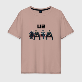 Мужская футболка хлопок Oversize с принтом U2   A band , 100% хлопок | свободный крой, круглый ворот, “спинка” длиннее передней части | Тематика изображения на принте: 