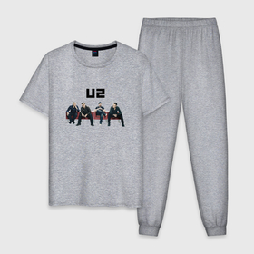 Мужская пижама хлопок с принтом U2   A band , 100% хлопок | брюки и футболка прямого кроя, без карманов, на брюках мягкая резинка на поясе и по низу штанин
 | Тематика изображения на принте: 
