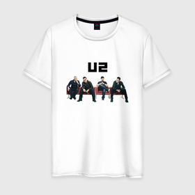 Мужская футболка хлопок с принтом U2   A band , 100% хлопок | прямой крой, круглый вырез горловины, длина до линии бедер, слегка спущенное плечо. | Тематика изображения на принте: 