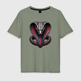 Мужская футболка хлопок Oversize с принтом Черная кобра , 100% хлопок | свободный крой, круглый ворот, “спинка” длиннее передней части | 