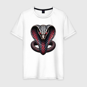 Мужская футболка хлопок с принтом Черная кобра , 100% хлопок | прямой крой, круглый вырез горловины, длина до линии бедер, слегка спущенное плечо. | 