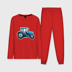 Мужская пижама с лонгсливом хлопок с принтом Синий трактор сбоку в Санкт-Петербурге,  |  | 