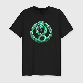 Мужская футболка хлопок Slim с принтом Кельтская змея в Санкт-Петербурге, 92% хлопок, 8% лайкра | приталенный силуэт, круглый вырез ворота, длина до линии бедра, короткий рукав | 