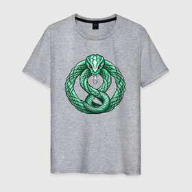 Мужская футболка хлопок с принтом Кельтская змея в Санкт-Петербурге, 100% хлопок | прямой крой, круглый вырез горловины, длина до линии бедер, слегка спущенное плечо. | 