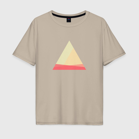 Мужская футболка хлопок Oversize с принтом Абстрактные цветные треугольники в Курске, 100% хлопок | свободный крой, круглый ворот, “спинка” длиннее передней части | 