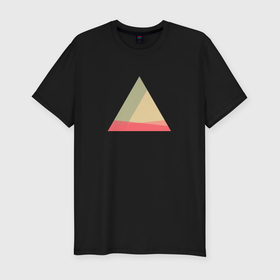 Мужская футболка хлопок Slim с принтом Абстрактные цветные треугольники в Екатеринбурге, 92% хлопок, 8% лайкра | приталенный силуэт, круглый вырез ворота, длина до линии бедра, короткий рукав | Тематика изображения на принте: 