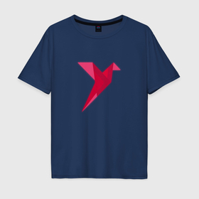 Мужская футболка хлопок Oversize с принтом Геометрическая колибри в Курске, 100% хлопок | свободный крой, круглый ворот, “спинка” длиннее передней части | 
