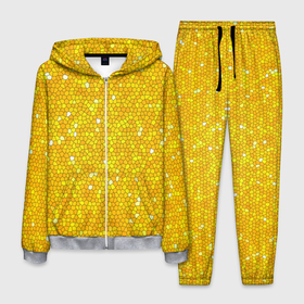Мужской костюм 3D с принтом Веселая мозаика желтая в Кировске, 100% полиэстер | Манжеты и пояс оформлены тканевой резинкой, двухслойный капюшон со шнурком для регулировки, карманы спереди | 