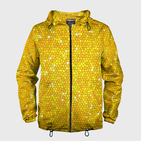 Мужская ветровка 3D с принтом Веселая мозаика желтая в Кировске, 100% полиэстер | подол и капюшон оформлены резинкой с фиксаторами, два кармана без застежек по бокам, один потайной карман на груди | 
