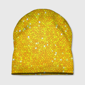 Шапка 3D с принтом Веселая мозаика желтая в Кировске, 100% полиэстер | универсальный размер, печать по всей поверхности изделия | 