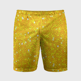 Мужские шорты спортивные с принтом Веселая мозаика желтая в Кировске,  |  | Тематика изображения на принте: 