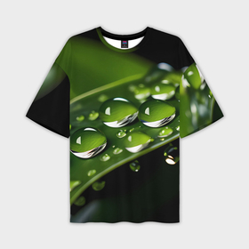Мужская футболка oversize 3D с принтом Роса на траве макро ,  |  | 