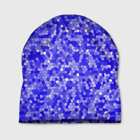 Шапка 3D с принтом Сине голубая мозаика в Новосибирске, 100% полиэстер | универсальный размер, печать по всей поверхности изделия | 