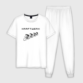 Мужская пижама хлопок с принтом Kraftwerk   Tour de france в Кировске, 100% хлопок | брюки и футболка прямого кроя, без карманов, на брюках мягкая резинка на поясе и по низу штанин
 | 