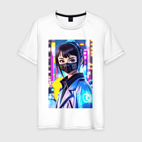 Мужская футболка хлопок с принтом Глазастая девчонка в Белгороде, 100% хлопок | прямой крой, круглый вырез горловины, длина до линии бедер, слегка спущенное плечо. | 