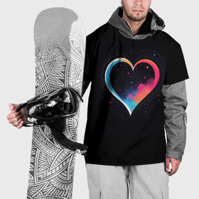 Накидка на куртку 3D с принтом Сердце в облаках в Курске, 100% полиэстер |  | 