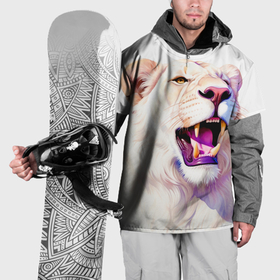 Накидка на куртку 3D с принтом Белый лев   акварель в Кировске, 100% полиэстер |  | 