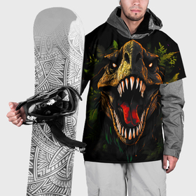 Накидка на куртку 3D с принтом Рычащий динозавр в тени от нейросети в Белгороде, 100% полиэстер |  | 