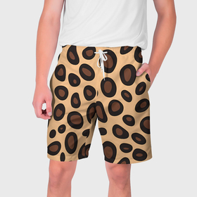 Мужские шорты 3D с принтом Леопардовые пятнышки ,  полиэстер 100% | прямой крой, два кармана без застежек по бокам. Мягкая трикотажная резинка на поясе, внутри которой широкие завязки. Длина чуть выше колен | 