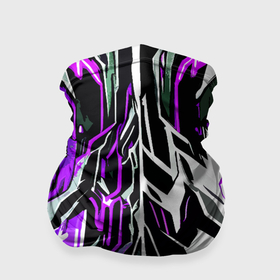 Бандана-труба 3D с принтом Фиолетовая и белая абстракция на чёрном фоне в Кировске, 100% полиэстер, ткань с особыми свойствами — Activecool | плотность 150‒180 г/м2; хорошо тянется, но сохраняет форму | 