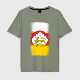 Мужская футболка хлопок Oversize с принтом Осетия Ирон , 100% хлопок | свободный крой, круглый ворот, “спинка” длиннее передней части | 
