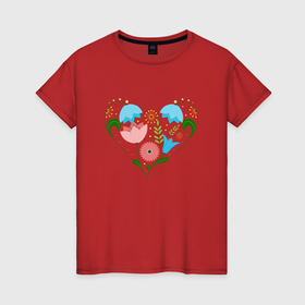 Женская футболка хлопок с принтом Цветочное сердце в Курске, 100% хлопок | прямой крой, круглый вырез горловины, длина до линии бедер, слегка спущенное плечо | 