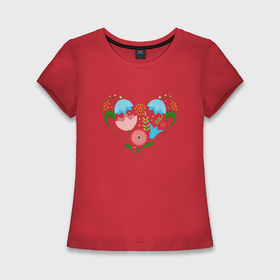 Женская футболка хлопок Slim с принтом Цветочное сердце в Курске,  |  | 