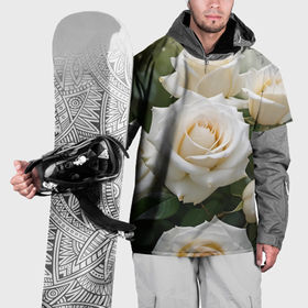Накидка на куртку 3D с принтом Белые чайные розы в Петрозаводске, 100% полиэстер |  | Тематика изображения на принте: 