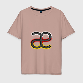 Мужская футболка хлопок Oversize с принтом Буква осетинского алфавита с национальным триколором в Петрозаводске, 100% хлопок | свободный крой, круглый ворот, “спинка” длиннее передней части | 