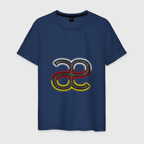 Мужская футболка хлопок с принтом Буква осетинского алфавита с национальным триколором в Петрозаводске, 100% хлопок | прямой крой, круглый вырез горловины, длина до линии бедер, слегка спущенное плечо. | 