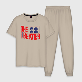 Мужская пижама хлопок с принтом The Beatles Star , 100% хлопок | брюки и футболка прямого кроя, без карманов, на брюках мягкая резинка на поясе и по низу штанин
 | 