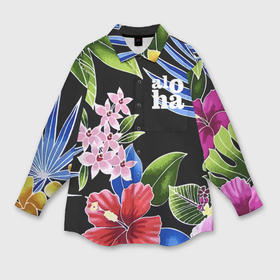 Мужская рубашка oversize 3D с принтом Tropical flowers   aloha в Белгороде,  |  | 