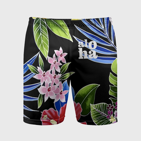 Мужские шорты спортивные с принтом Tropical flowers   aloha в Екатеринбурге,  |  | 