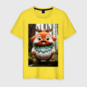 Мужская футболка хлопок с принтом Милый лесной дух олень в Курске, 100% хлопок | прямой крой, круглый вырез горловины, длина до линии бедер, слегка спущенное плечо. | 