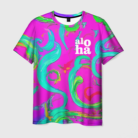 Мужская футболка 3D с принтом Abstract floral pattern   aloha в Кировске, 100% полиэфир | прямой крой, круглый вырез горловины, длина до линии бедер | 
