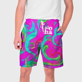 Мужские шорты 3D с принтом Abstract floral pattern   aloha в Кировске,  полиэстер 100% | прямой крой, два кармана без застежек по бокам. Мягкая трикотажная резинка на поясе, внутри которой широкие завязки. Длина чуть выше колен | 