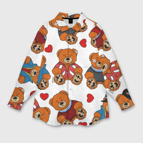 Мужская рубашка oversize 3D с принтом Мишки с сердцами   персонажи из Слово пацана ,  |  | 