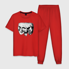 Мужская пижама хлопок с принтом Маски эмоций в Екатеринбурге, 100% хлопок | брюки и футболка прямого кроя, без карманов, на брюках мягкая резинка на поясе и по низу штанин
 | 