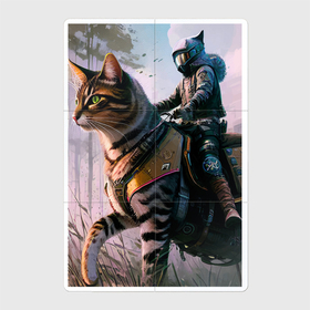 Магнитный плакат 2Х3 с принтом The rider on the cat   cyberpunk в Тюмени, Полимерный материал с магнитным слоем | 6 деталей размером 9*9 см | 