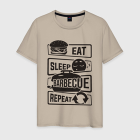 Мужская футболка хлопок с принтом Есть спать барбекю в Петрозаводске, 100% хлопок | прямой крой, круглый вырез горловины, длина до линии бедер, слегка спущенное плечо. | 