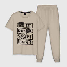 Мужская пижама хлопок с принтом Есть спать охота , 100% хлопок | брюки и футболка прямого кроя, без карманов, на брюках мягкая резинка на поясе и по низу штанин
 | Тематика изображения на принте: 