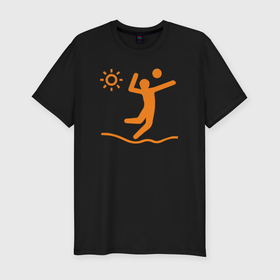 Мужская футболка хлопок Slim с принтом Солнечный волейбол в Кировске, 92% хлопок, 8% лайкра | приталенный силуэт, круглый вырез ворота, длина до линии бедра, короткий рукав | 