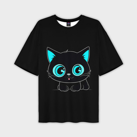 Мужская футболка oversize 3D с принтом Чёрный котя ,  |  | Тематика изображения на принте: 