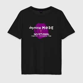 Мужская футболка хлопок Oversize с принтом Depeche Mode devotional tour в Санкт-Петербурге, 100% хлопок | свободный крой, круглый ворот, “спинка” длиннее передней части | 