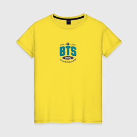 Женская футболка хлопок с принтом BTS legendary в Кировске, 100% хлопок | прямой крой, круглый вырез горловины, длина до линии бедер, слегка спущенное плечо | 