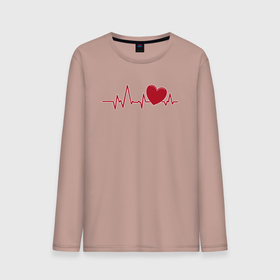Мужской лонгслив хлопок с принтом Сердце и электрокардиограмма: символ здоровья и любви , 100% хлопок |  | Тематика изображения на принте: 